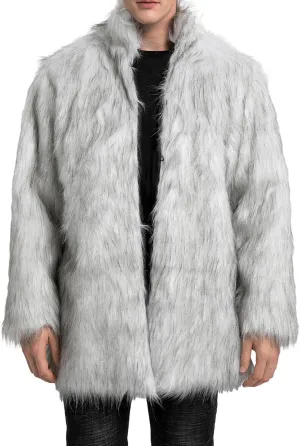 FOMOYUU Men's Fashion Warm Thick Coat Jacket Faux Fur Outwear Cardigan Overcoat Winter Coat Lightweight Jacket Long Trench