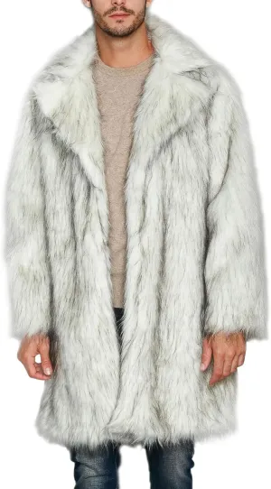 FOMOYUU Men's Fashion Warm Thick Coat Jacket Faux Fur Outwear Cardigan Overcoat Winter Coat Lightweight Jacket Long Trench