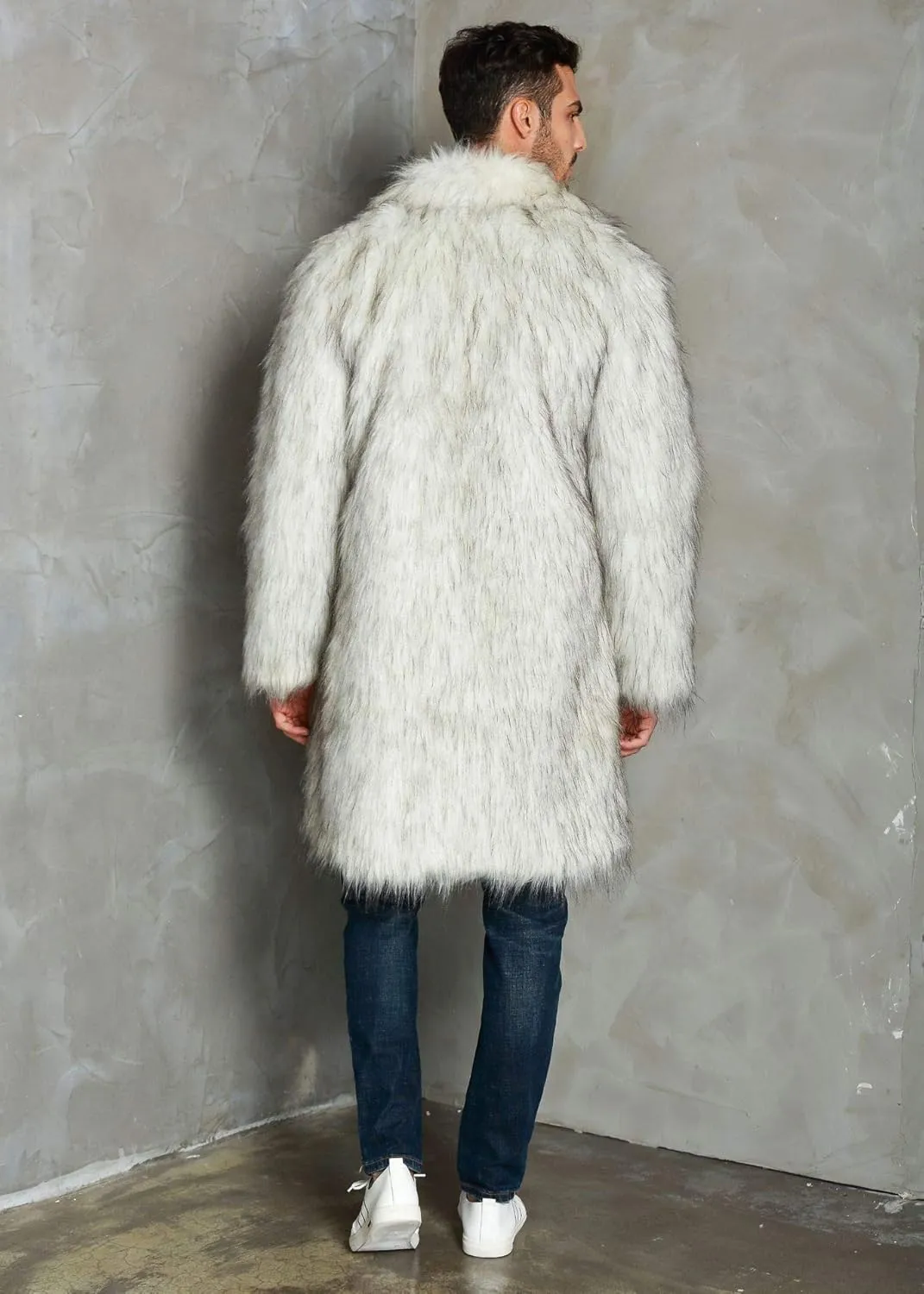 FOMOYUU Men's Fashion Warm Thick Coat Jacket Faux Fur Outwear Cardigan Overcoat Winter Coat Lightweight Jacket Long Trench
