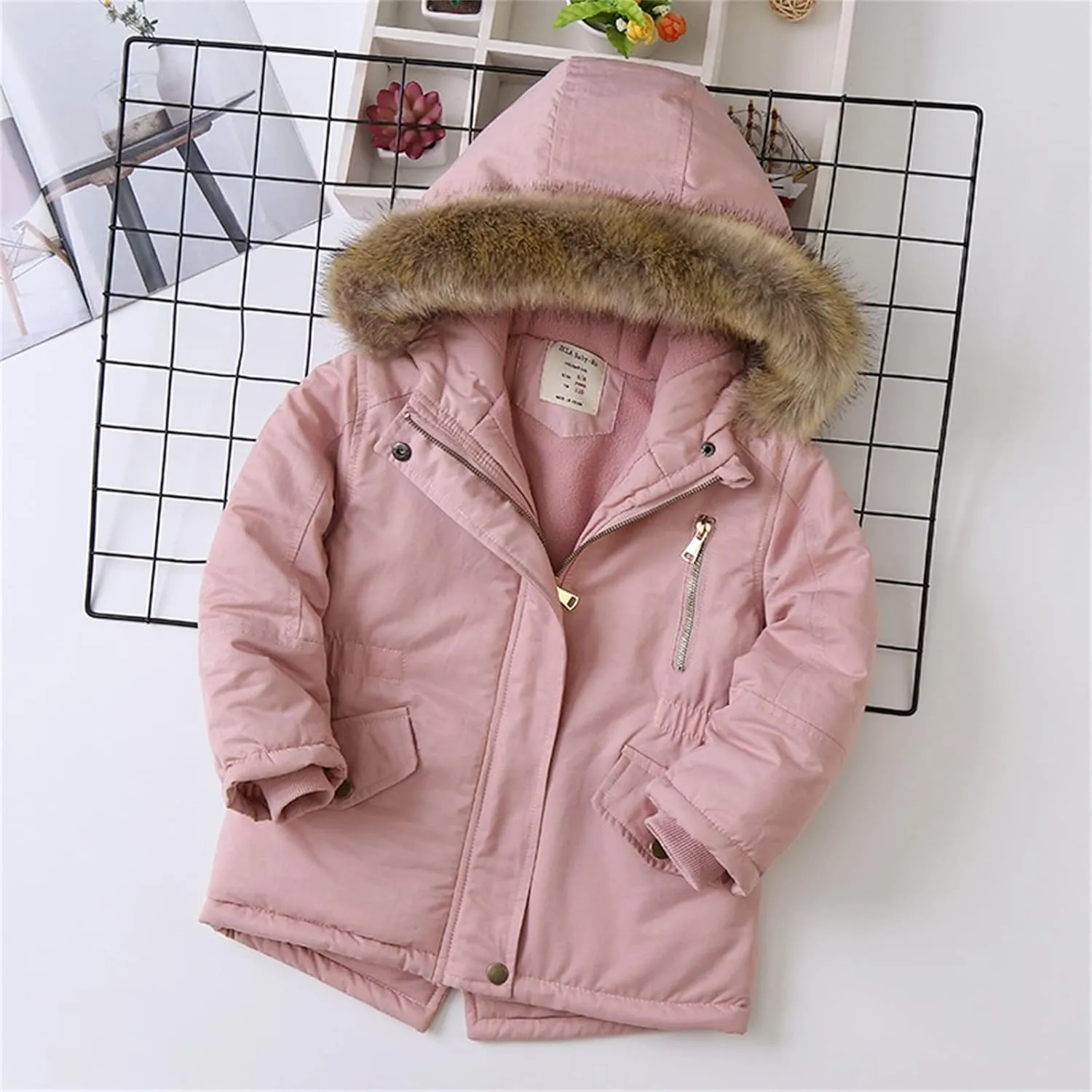 for Kids Boys Baby Girls Boys Autumn Winter Warm Thick Padded Cotton Long Sleeve Fleece Hooded Coat Jacket