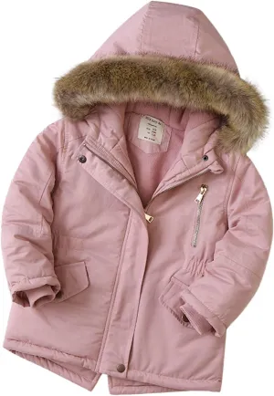 for Kids Boys Baby Girls Boys Autumn Winter Warm Thick Padded Cotton Long Sleeve Fleece Hooded Coat Jacket