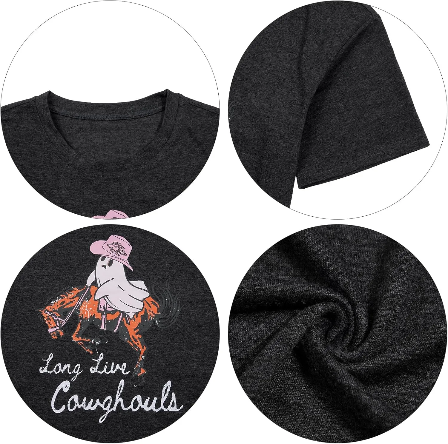 Ghost Halloween Shirts Women Spooky Season Shirt Funny Cow Ghost Cow Lover Oversized T-Shirt