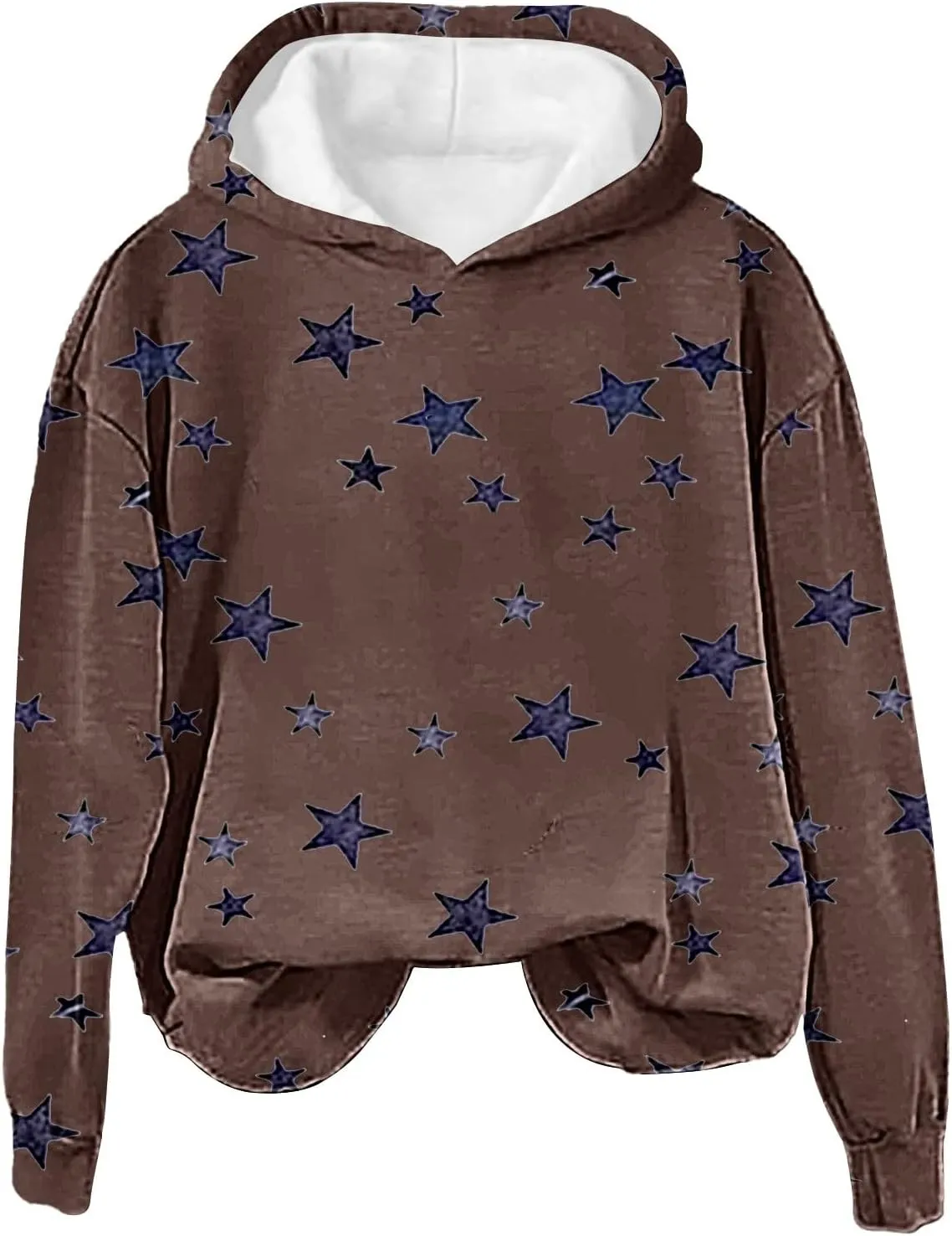 GIERIDUC Womens Oversized Hoodies Stars Printed Graphic Fleece Sweatshirts Long Sleeve Hooded Sweaters Pullover Fall Outfits