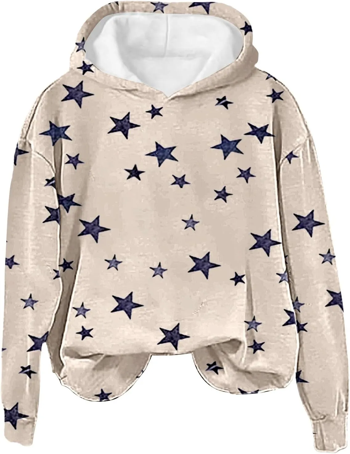GIERIDUC Womens Oversized Hoodies Stars Printed Graphic Fleece Sweatshirts Long Sleeve Hooded Sweaters Pullover Fall Outfits