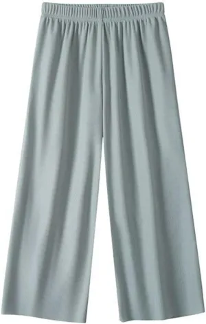 Girls Wide Leg Pants Flowy Stretchy Palazzo Pants Loose Lounge Thin Pants Straight Leg High Elastic Waist Trousers