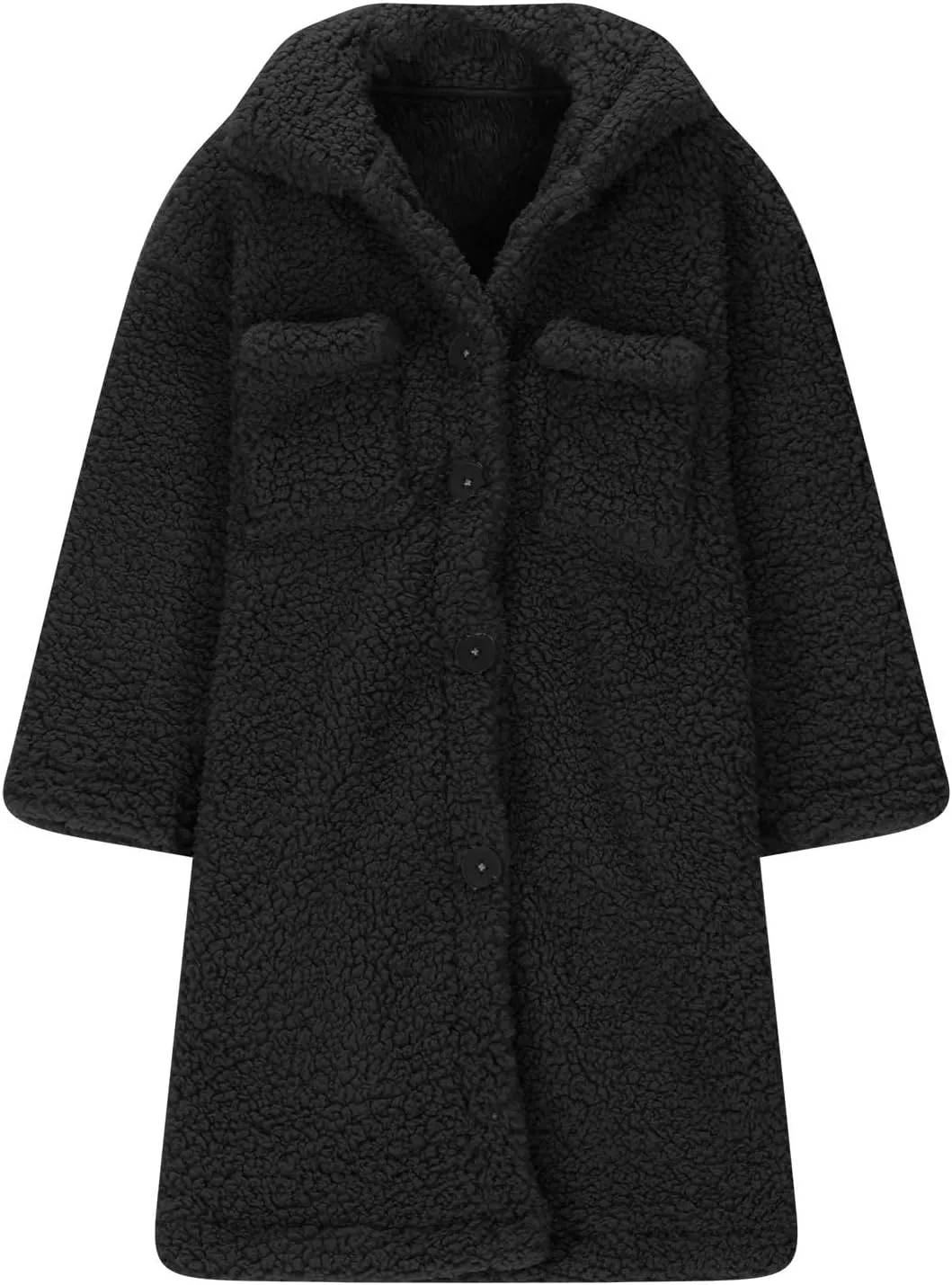 Girls Winter Long Coat Thick Warm Sherpa Teddy Jacket Casual Button Down Fleece Overcoat Faux Fur Outwear 3-12 Years