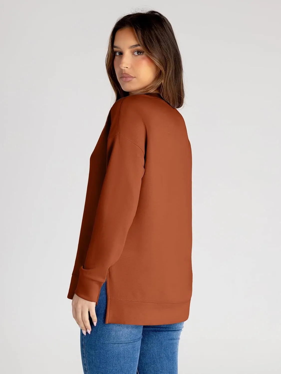 Glamaker Women's Long Sleeve Crewneck Sweatshirt Air Essentials Soft Loose Pullover Sweatshirts