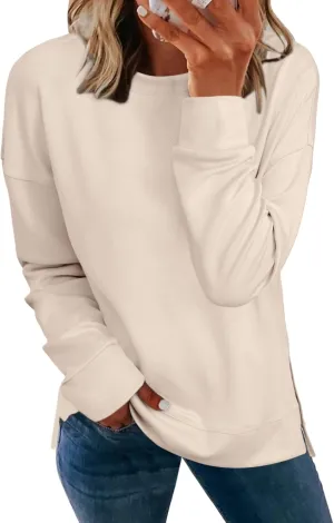 Glamaker Women's Long Sleeve Crewneck Sweatshirt Air Essentials Soft Loose Pullover Sweatshirts