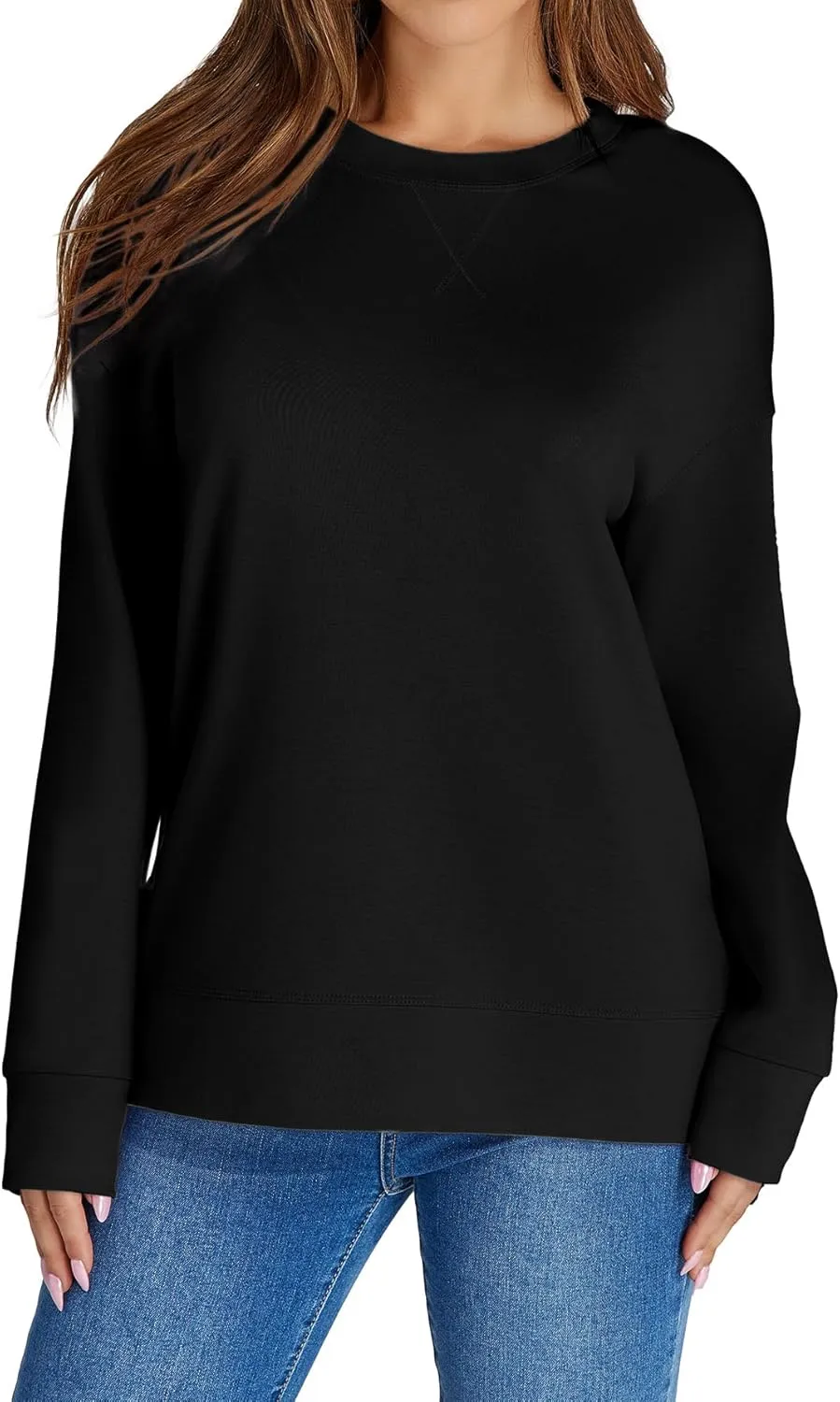 Glamaker Women's Long Sleeve Crewneck Sweatshirt Air Essentials Soft Loose Pullover Sweatshirts