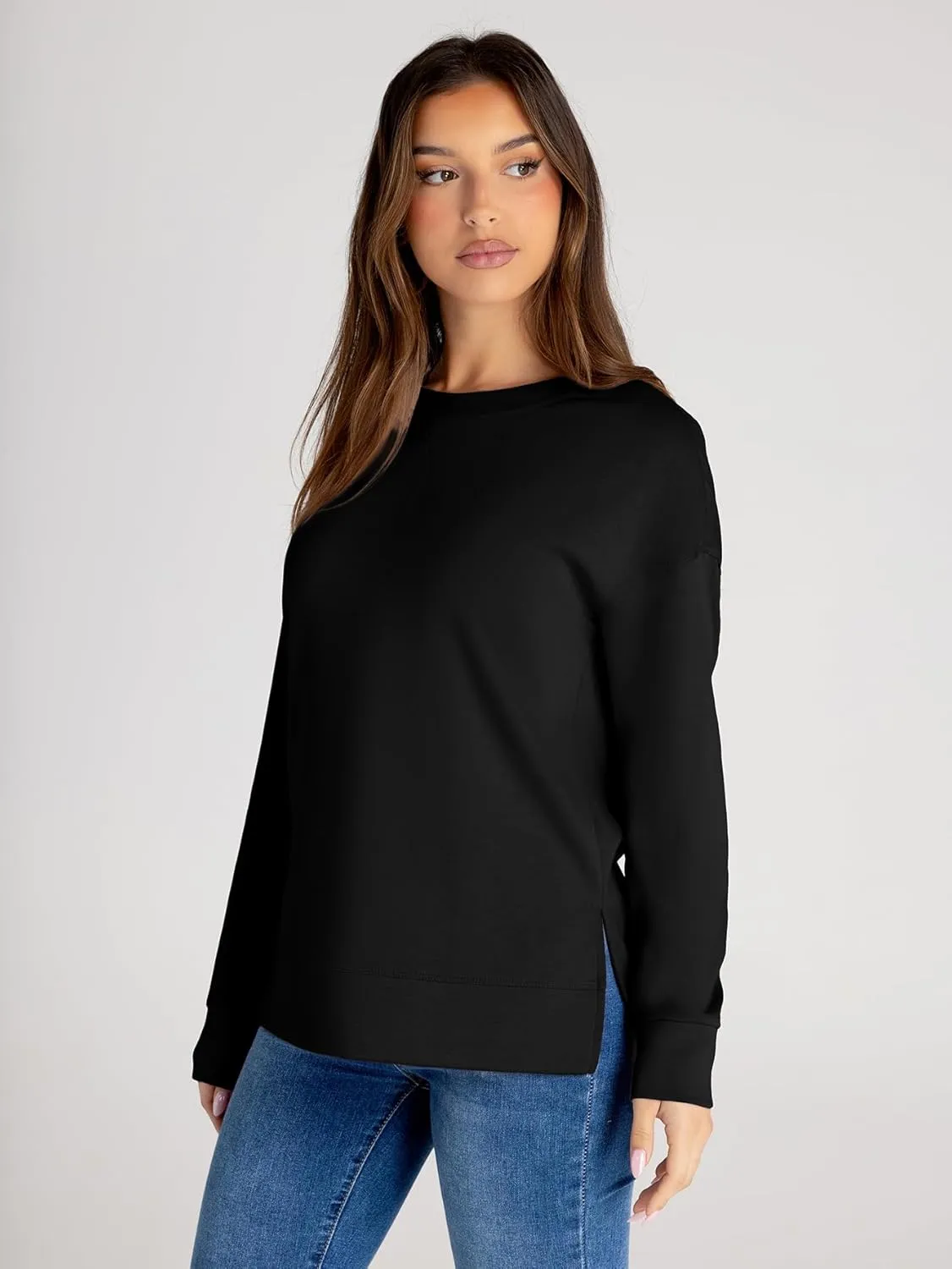 Glamaker Women's Long Sleeve Crewneck Sweatshirt Air Essentials Soft Loose Pullover Sweatshirts