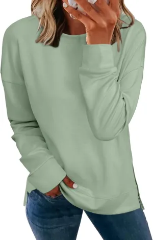 Glamaker Women's Long Sleeve Crewneck Sweatshirt Air Essentials Soft Loose Pullover Sweatshirts