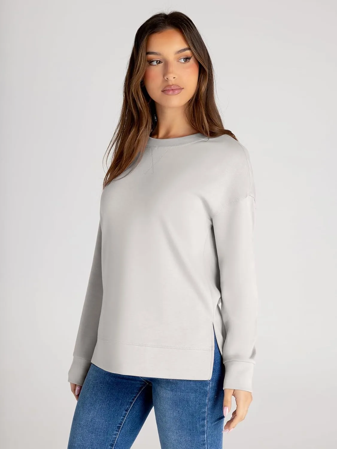 Glamaker Women's Long Sleeve Crewneck Sweatshirt Air Essentials Soft Loose Pullover Sweatshirts