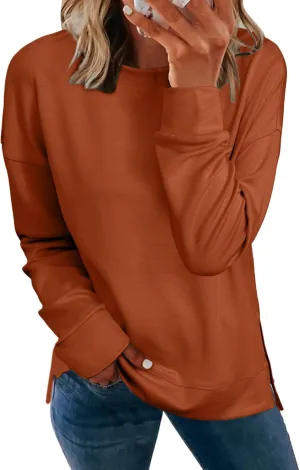 Glamaker Women's Long Sleeve Crewneck Sweatshirt Air Essentials Soft Loose Pullover Sweatshirts