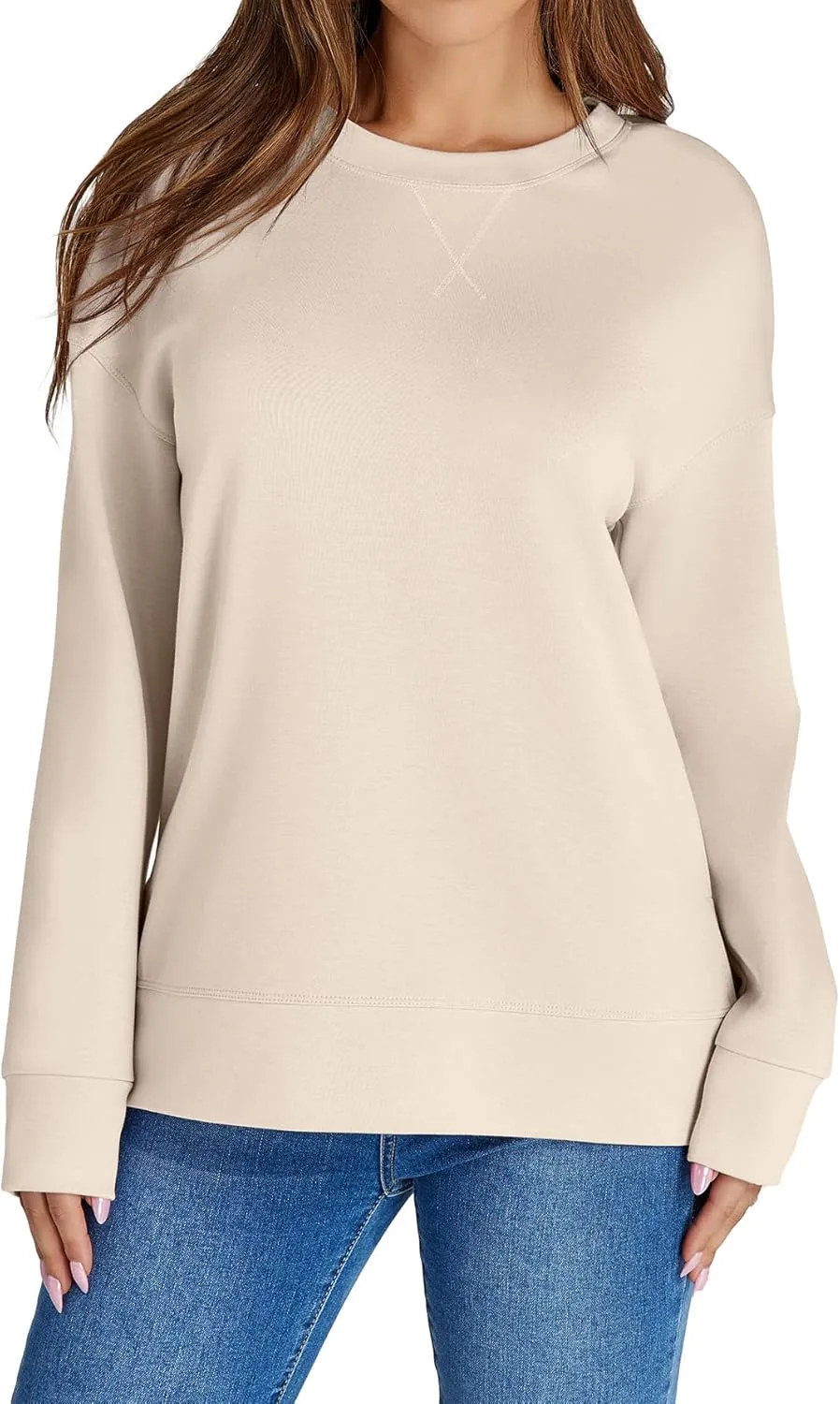 Glamaker Women's Long Sleeve Crewneck Sweatshirt Air Essentials Soft Loose Pullover Sweatshirts