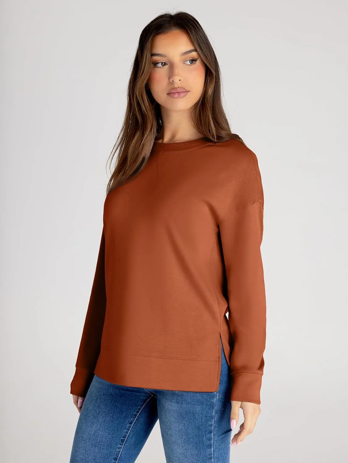 Glamaker Women's Long Sleeve Crewneck Sweatshirt Air Essentials Soft Loose Pullover Sweatshirts