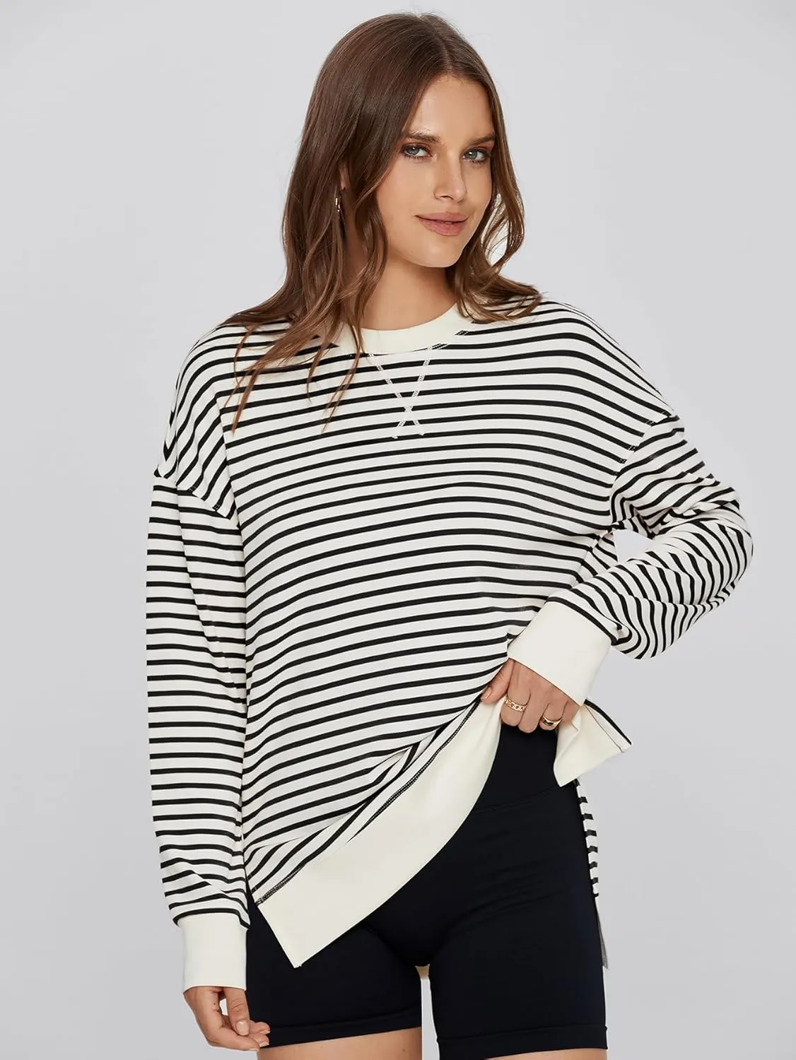 Glamaker Women's Long Sleeve Crewneck Sweatshirt Air Essentials Soft Loose Pullover Sweatshirts