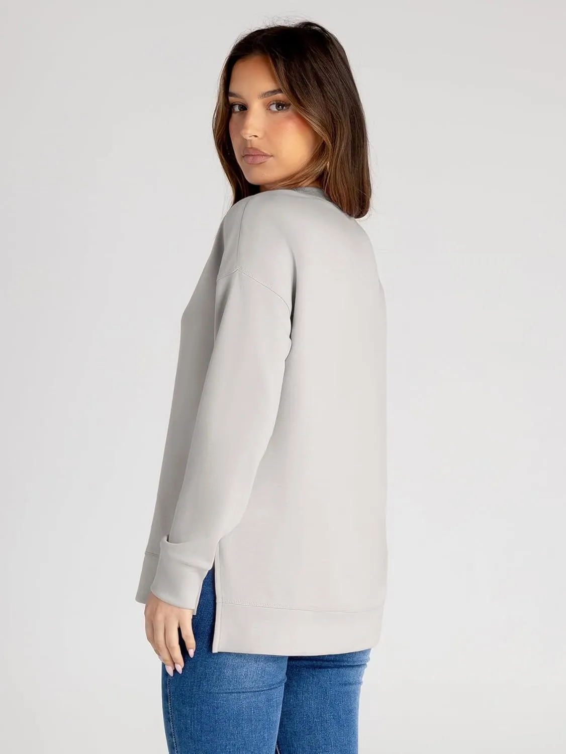 Glamaker Women's Long Sleeve Crewneck Sweatshirt Air Essentials Soft Loose Pullover Sweatshirts
