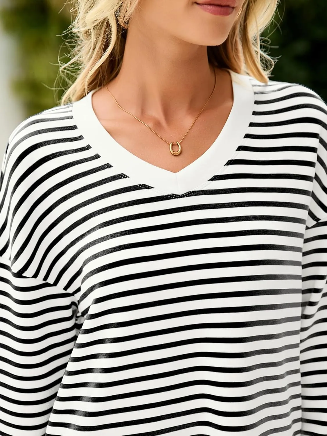 Glamaker Women's Long Sleeve V Neck Sweatshirt Air Essentials Soft Loose Pullover Sweatshirts