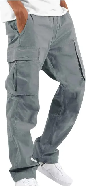 GOFULY Cargo Pants for Men Baggy Elastic Waist Drawstring Pants Pockets Pants Stretch Casual Fall Winter Joggers Trousers