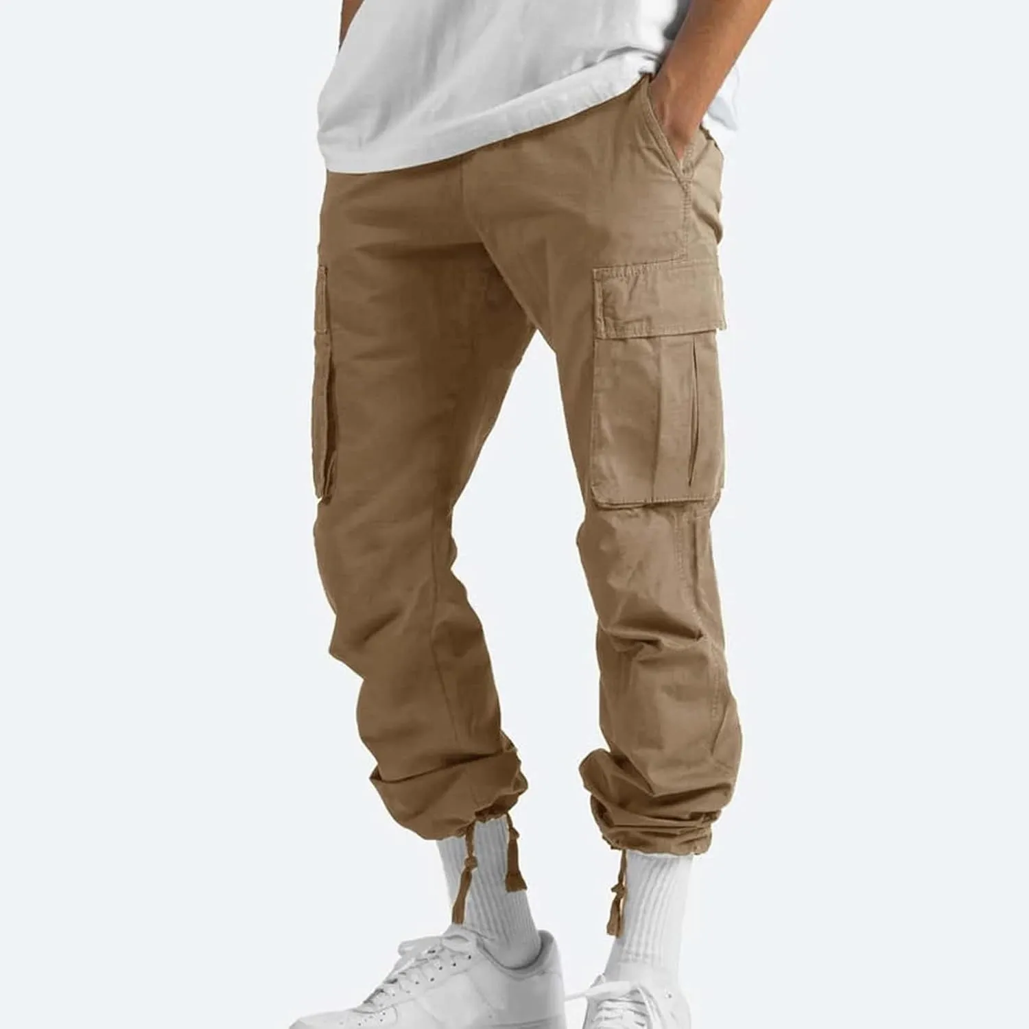 GOFULY Cargo Pants for Men Stretch Elastic Waist Drawstring Hiking Pants with Multi Pockets Sweatpants 2024 Joggers Trouser