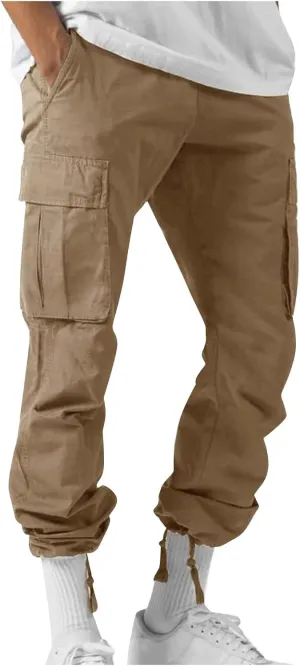 GOFULY Cargo Pants for Men Stretch Elastic Waist Drawstring Hiking Pants with Multi Pockets Sweatpants 2024 Joggers Trouser