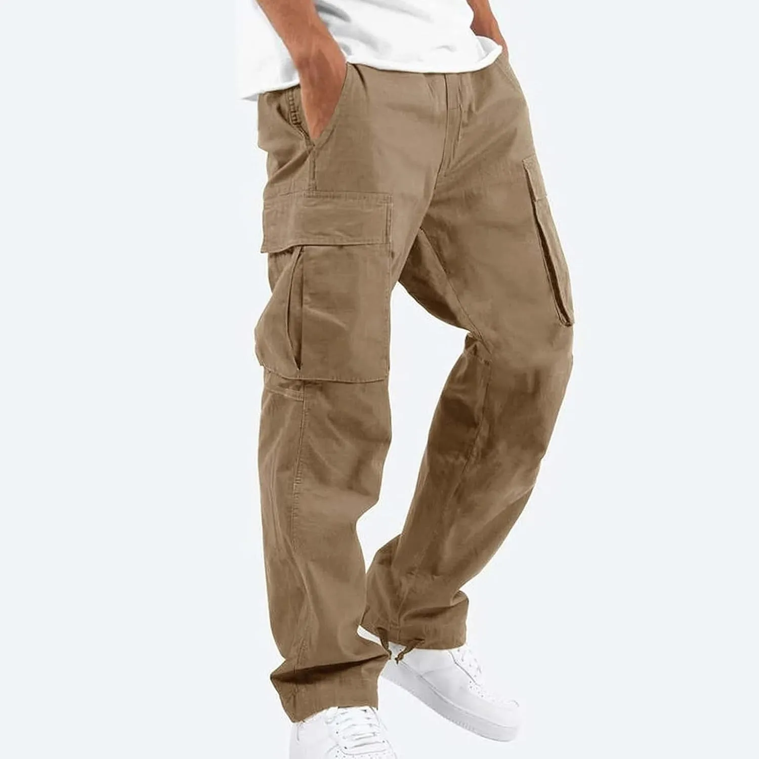 GOFULY Cargo Pants for Men Stretch Elastic Waist Drawstring Hiking Pants with Multi Pockets Sweatpants 2024 Joggers Trouser