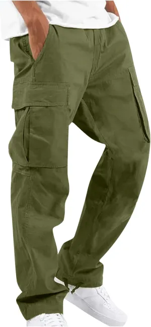 GOFULY Cargo Pants Mens Baggy Drawstring Elastic Waist Sweat Pants Tall with Multi Pockets Pants Casual Joggers Trousers