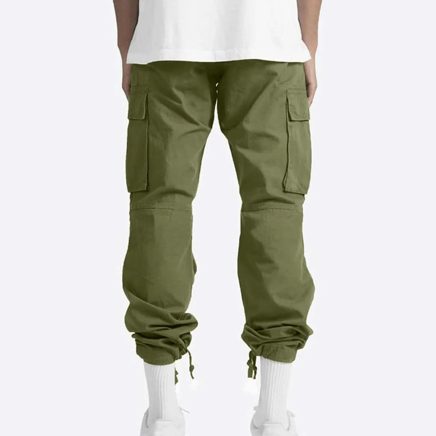GOFULY Cargo Pants Mens Baggy Drawstring Elastic Waist Sweat Pants Tall with Multi Pockets Pants Casual Joggers Trousers