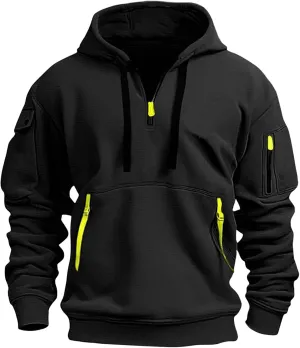 GOFULY Hoodies For Men Tactical Quarter Zip Pullover Stylish Sweatshirt Long Sleeve Big And Tall Hoodies With Pocket 2024
