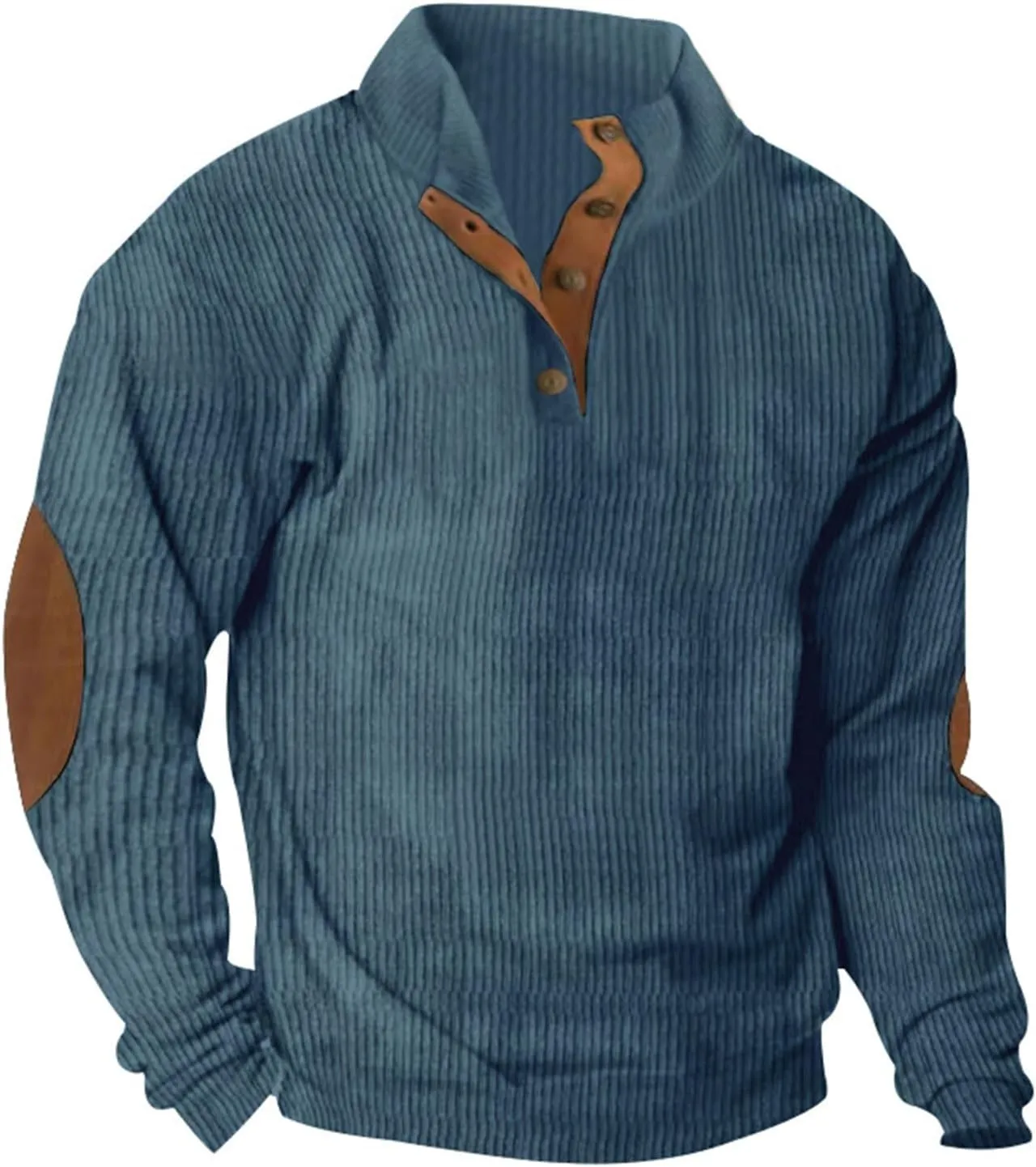 GOFULY Men'S Quilted Fall Sweatshirt Corduroy Henley Butto Down Jacket Casual Stand Collar Pullover Long Sleeve 2024 Sweaters