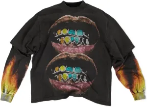 Goth Shirt Gothic Shirt Fake Two-Piece Alternative Clothing Goth Long Sleeve Top Grunge Clothes