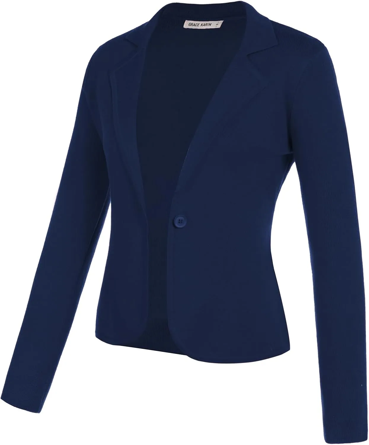 GRACE KARIN Women Sweater Blazer Casual Work Croppped Cardigan Lightweight Button Front Short Knit Blazer Jacket S-XXL