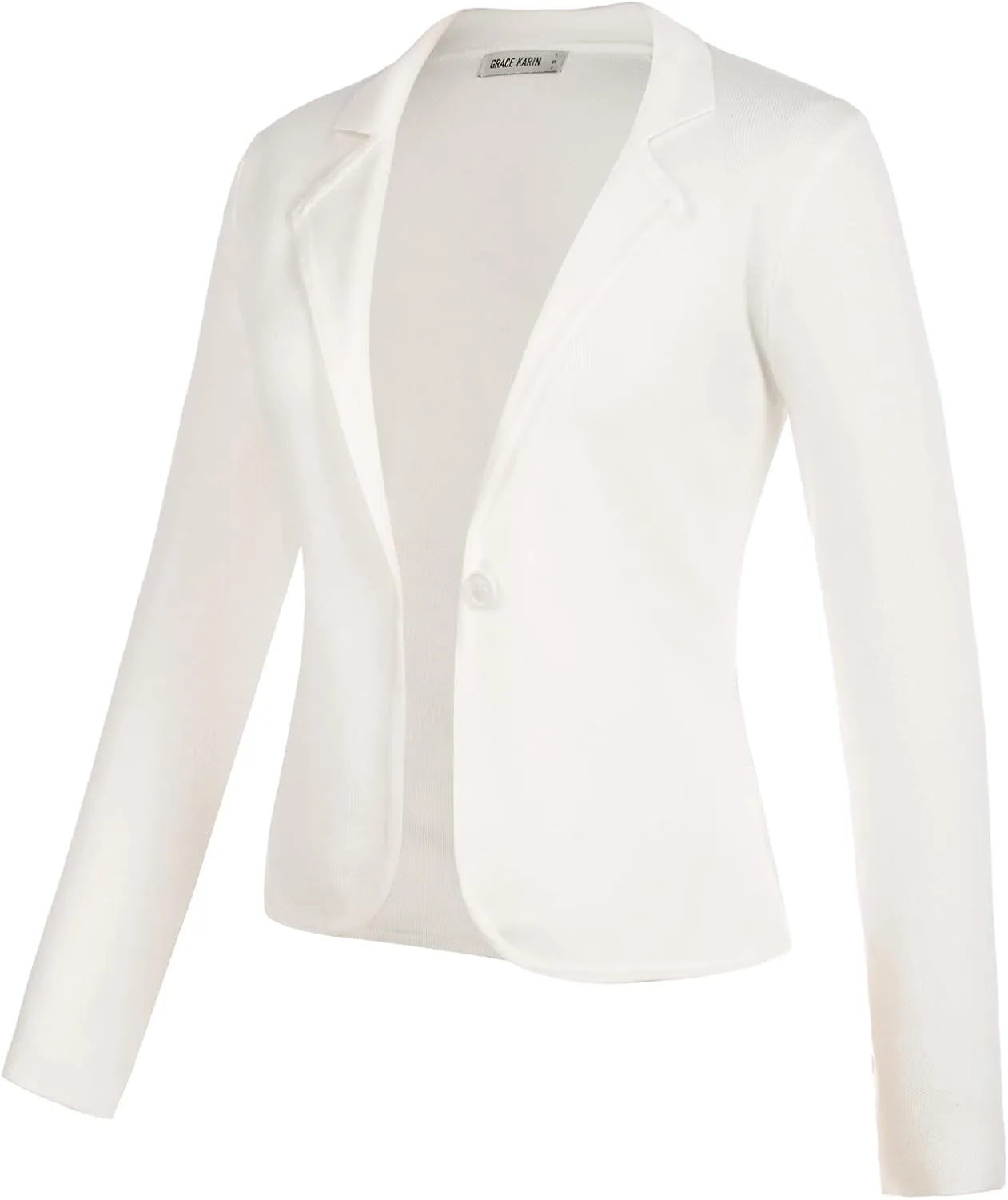 GRACE KARIN Women Sweater Blazer Casual Work Croppped Cardigan Lightweight Button Front Short Knit Blazer Jacket S-XXL