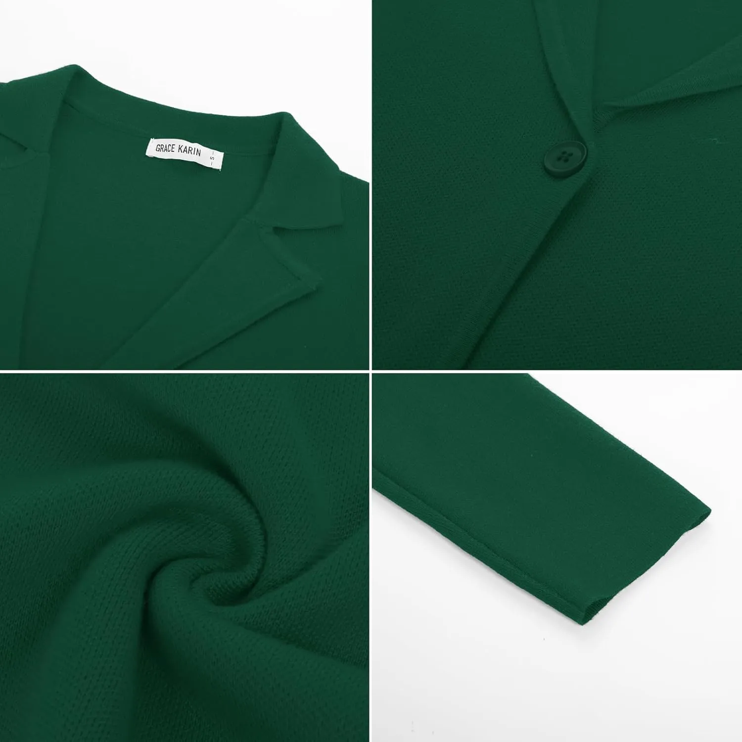 GRACE KARIN Women Sweater Blazer Casual Work Croppped Cardigan Lightweight Button Front Short Knit Blazer Jacket S-XXL