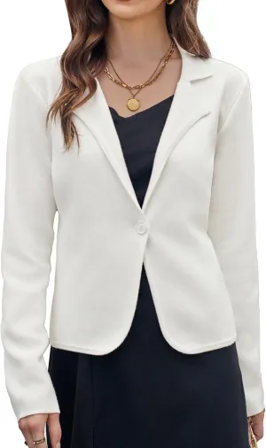 GRACE KARIN Women Sweater Blazer Casual Work Croppped Cardigan Lightweight Button Front Short Knit Blazer Jacket S-XXL