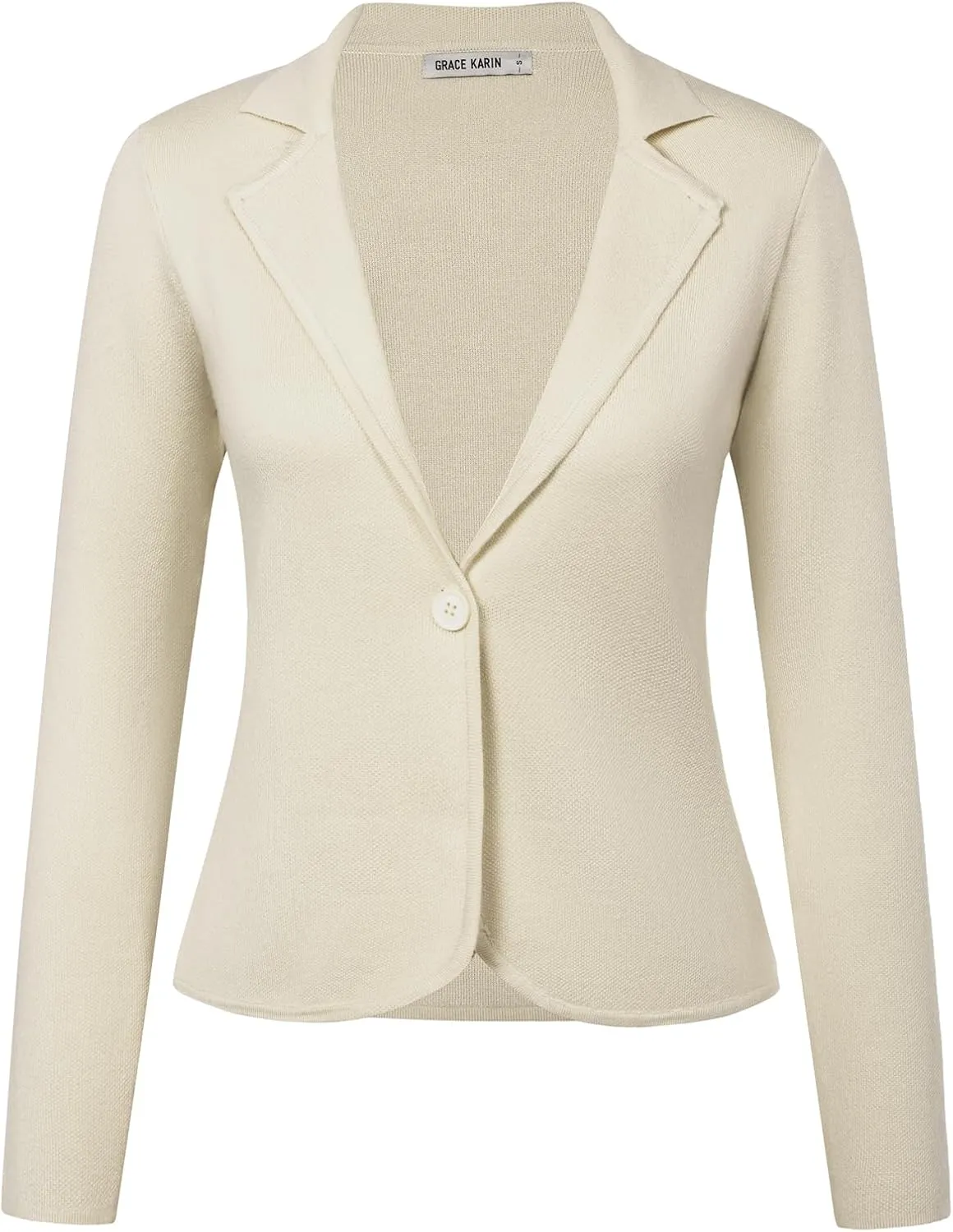 GRACE KARIN Women Sweater Blazer Casual Work Croppped Cardigan Lightweight Button Front Short Knit Blazer Jacket S-XXL