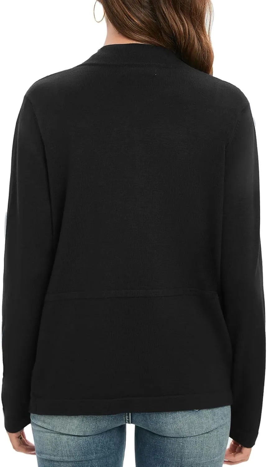 GRACE KARIN Women's Open Front Sweater Blazer Lapel Cardigan Sweater Long Sleeve Knitted Blazer Jackets with Pockets