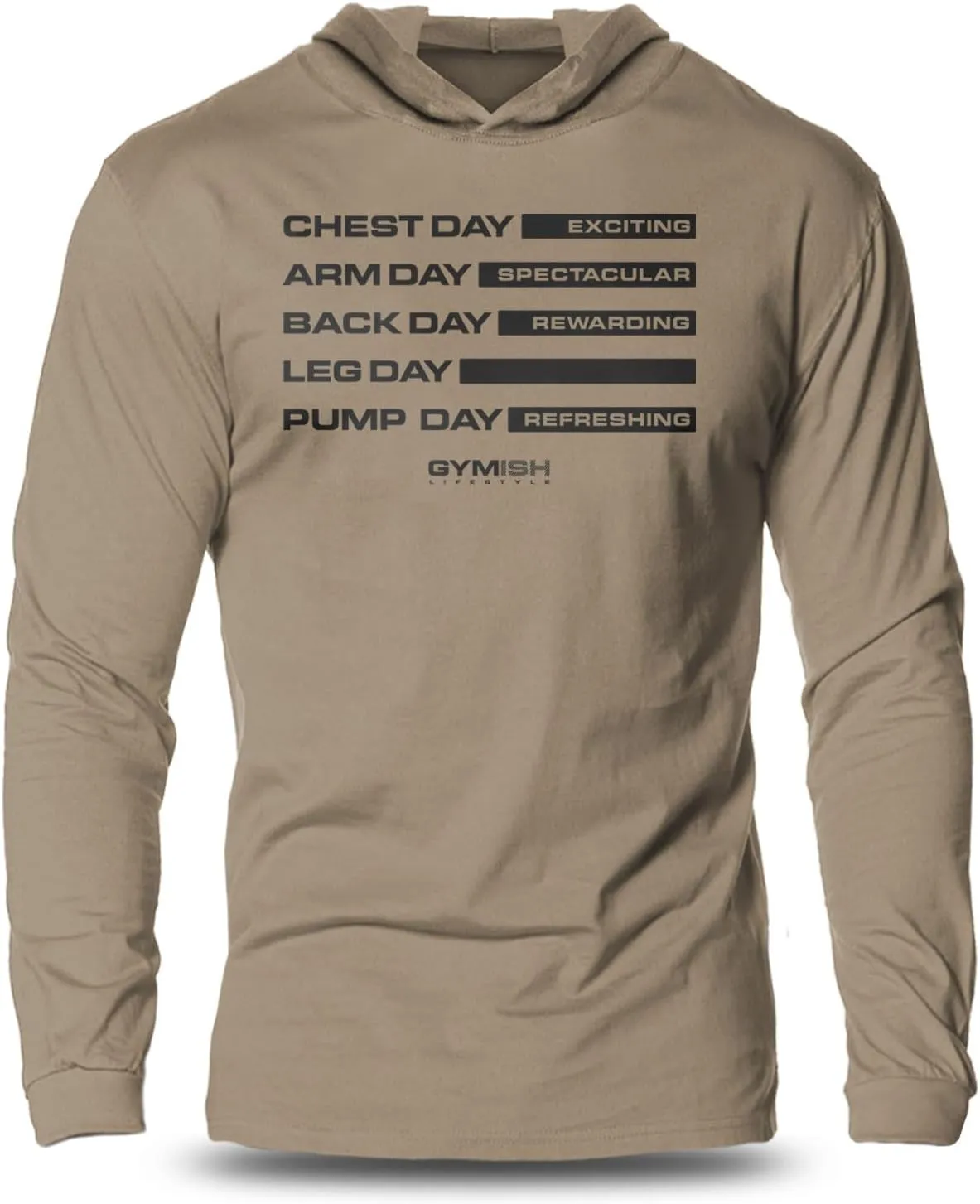 Gymish Lifestyle Athletic Works Gym Days Hooded Workout Shirt Long Sleeve Bodybuilder Men T-shirt