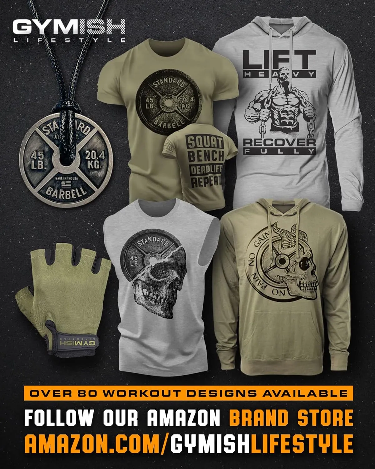 Gymish Lifestyle Skull Plate Gym Shirt, Work Out Deadlift Skull T-Shirt for Men