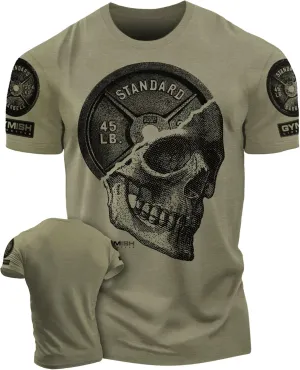 Gymish Lifestyle Skull Plate Gym Shirt, Work Out Deadlift Skull T-Shirt for Men