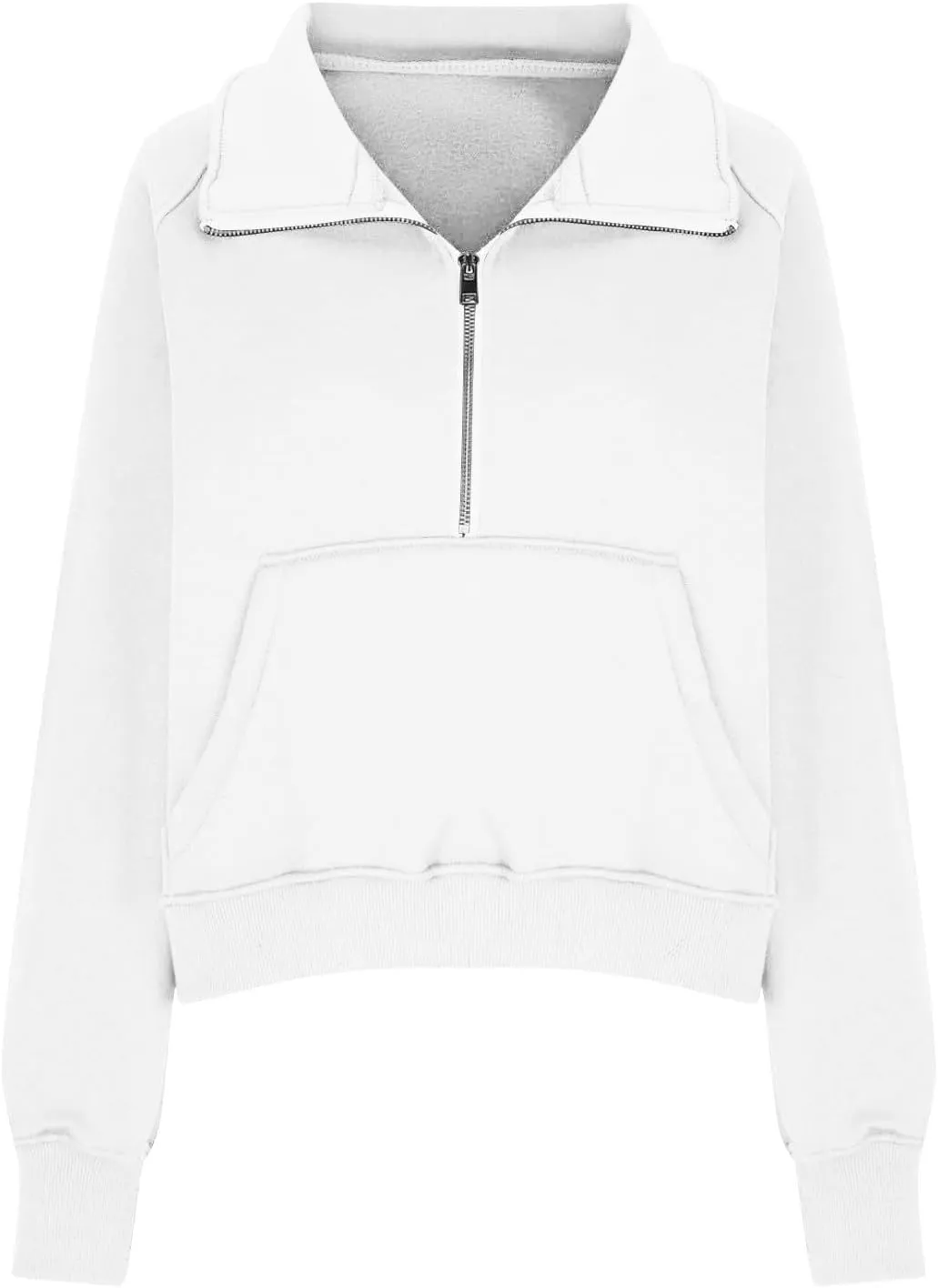 Half Zip Sweatshirt Women Cropped Oversized Fleece Pullover Zipped Thumb Hole Cute Sweatshirts with Pockets