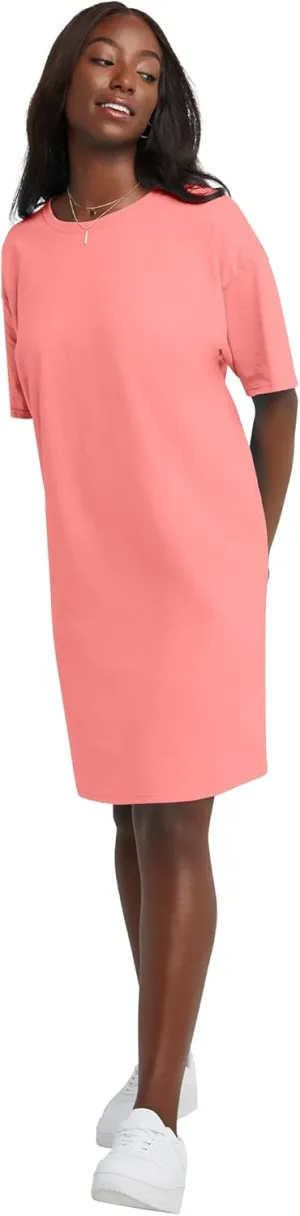 Hanes Women's Essentials Cotton T-Shirt Dress, Wear Around Jersey Oversized Shirt
