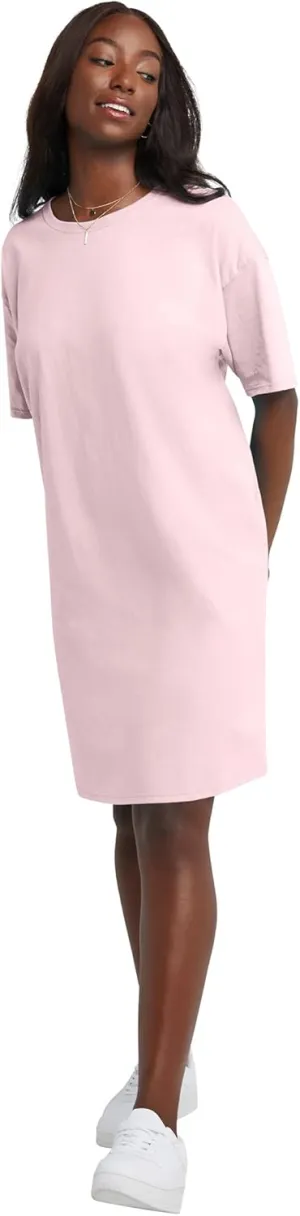 Hanes Women's Essentials Cotton T-Shirt Dress, Wear Around Jersey Oversized Shirt
