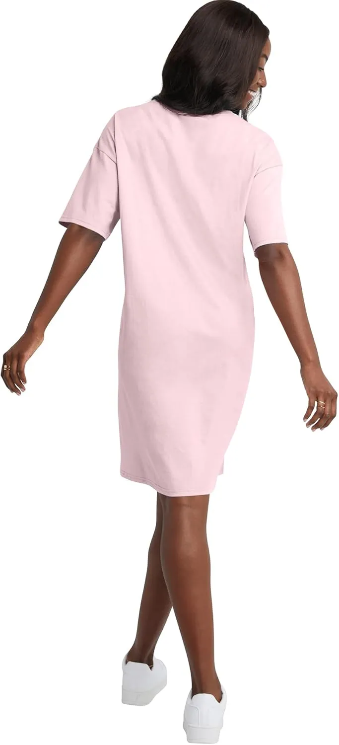Hanes Women's Essentials Cotton T-Shirt Dress, Wear Around Jersey Oversized Shirt
