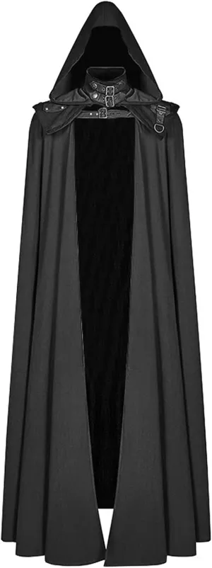 hhaappyy Men Halloween Costumes Adults,Medieval Hooded Gothic Devil Knight Robe Cloak Vampires Cosplay Cloak Hooded Capes, Black, 4XL