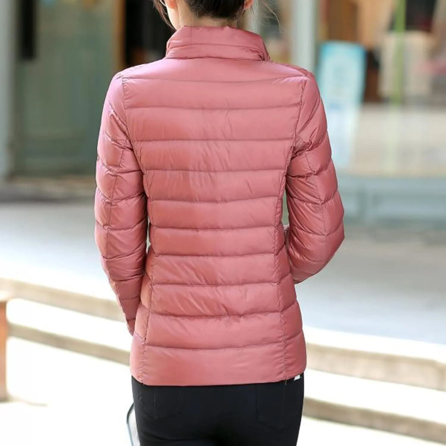 hlysgo Women's Slim-Fit Quilted Puffer Jacket Lightweight Padded Warm Winter Casual Down Coat Zip Jackets