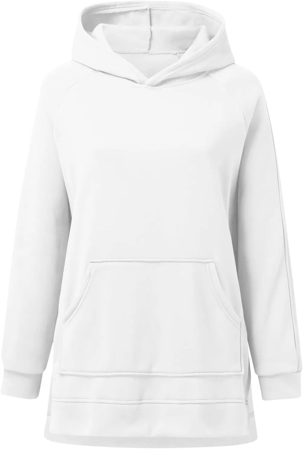 Hooded Sweatshirt Solid Color Ladies Solid Color Thickened Slit Front Pocket Long Sleeve Hoodie