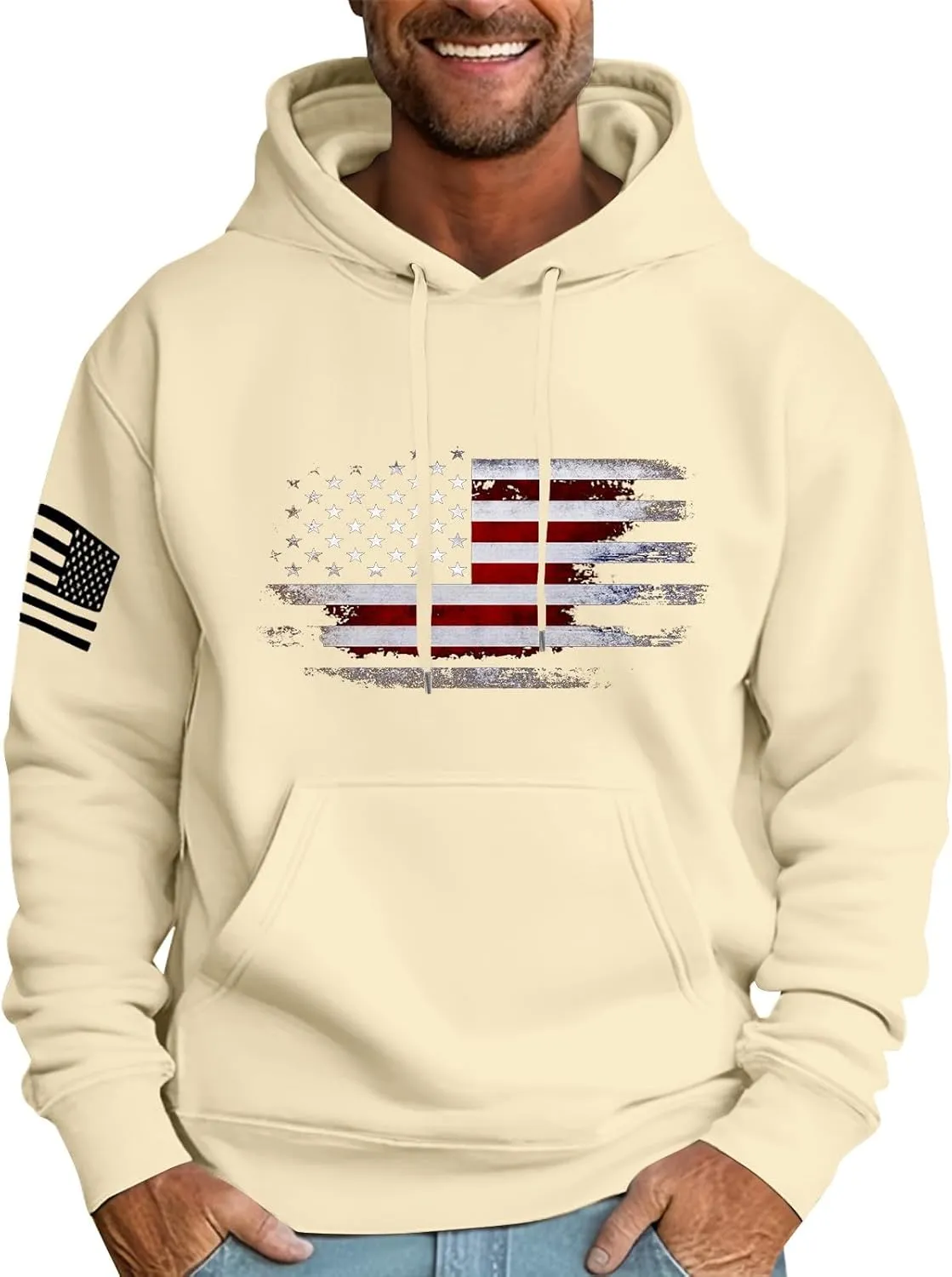 Hoodies For Men Drawstring Pockets Prints Long Sleeve Fashion Casual Graphic Sweatshirt