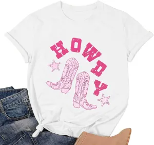 Howdy Shirt for Women Vintage Rodeo Cowgirl Graphic T-Shirt Western Country Concert Tee Tops