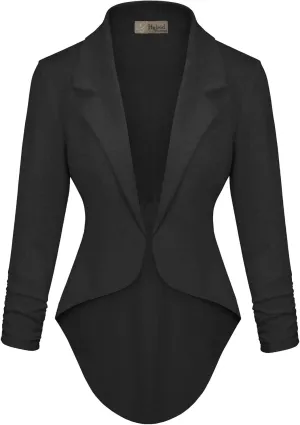 Hybrid & Company Womens Casual Work High Low Blazer Jacket - JK45590